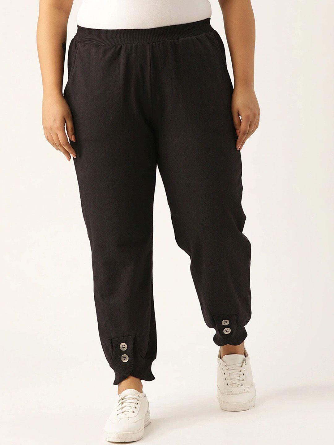 theRebelinme Women Black Relaxed High-Rise Joggers