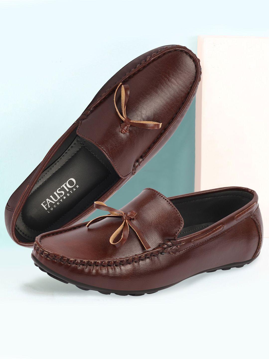 FAUSTO Men Brown PU Loafers