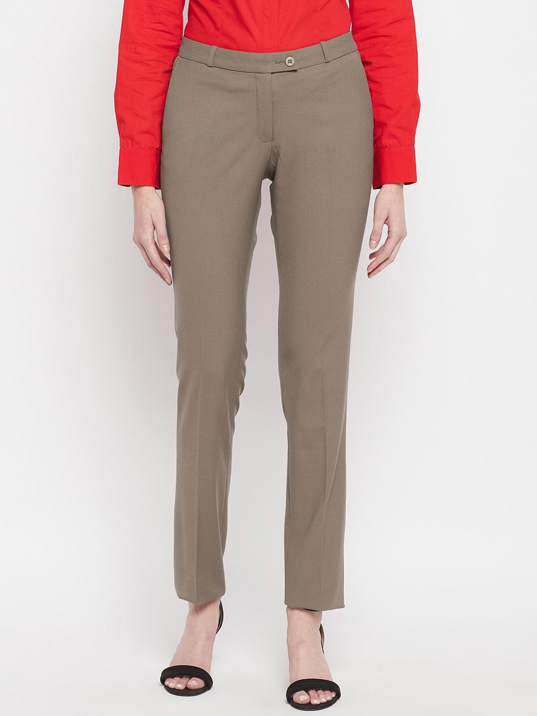 crozo-by-cantabil-women-khaki-solid-trouser
