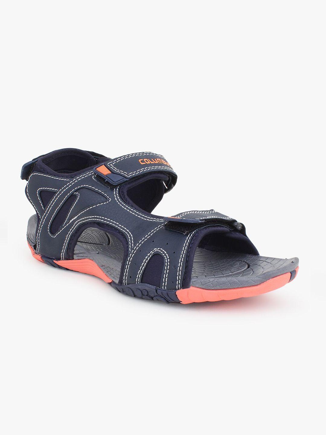 columbus-men-navy-blue-&-coral-printed-synthetic-sports-sandals