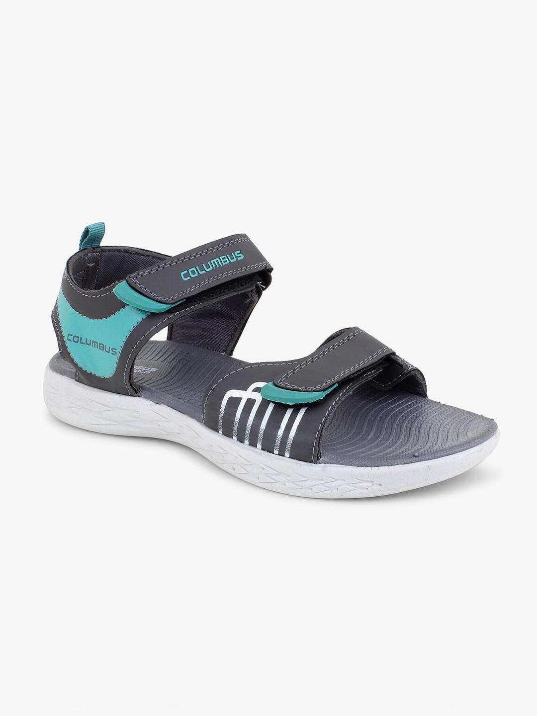 Columbus Men Grey & Blue Solid Synthetic Sports Sandals