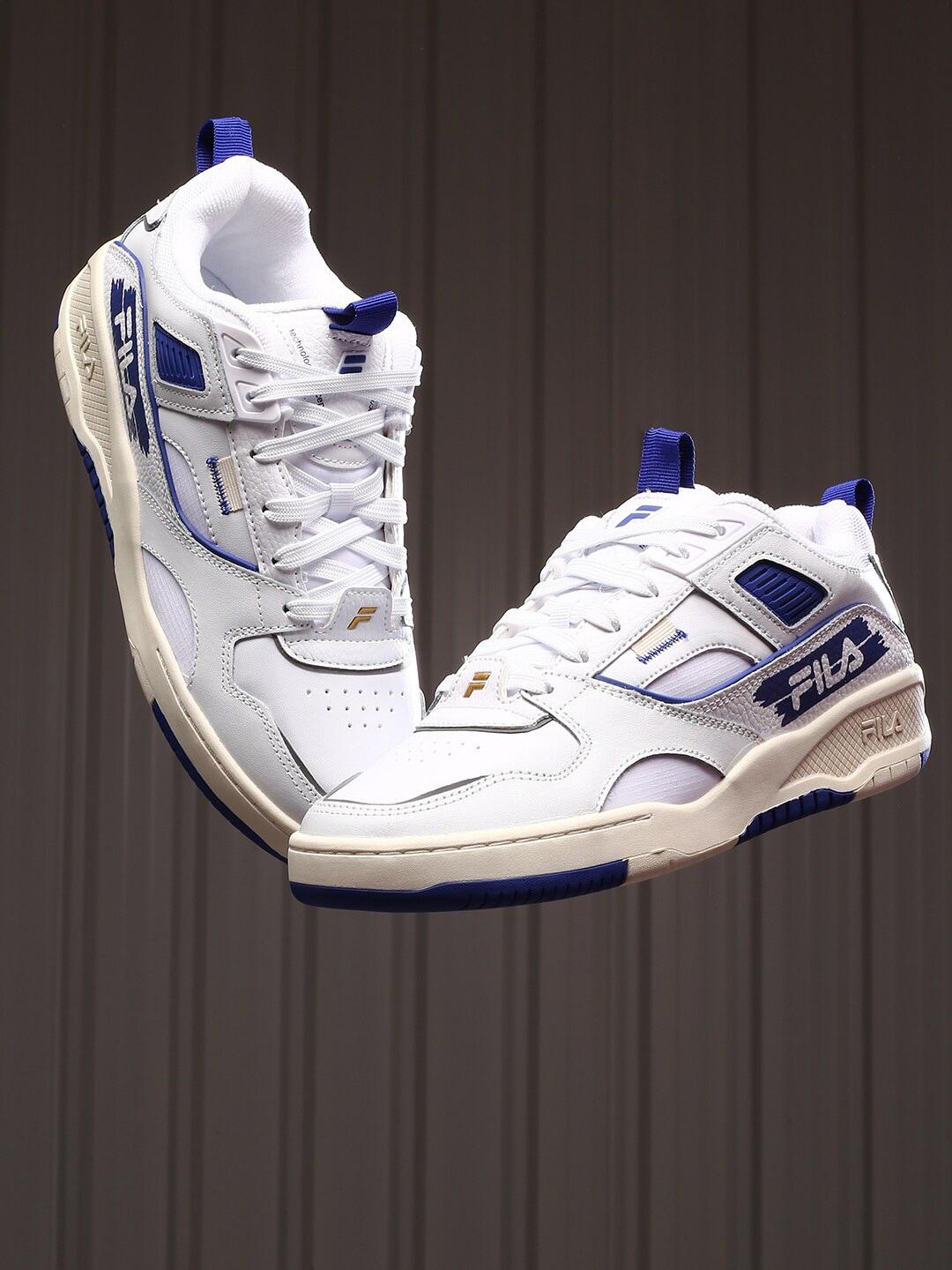 FILA Men White & Blue Tennis Non-Marking Shoes