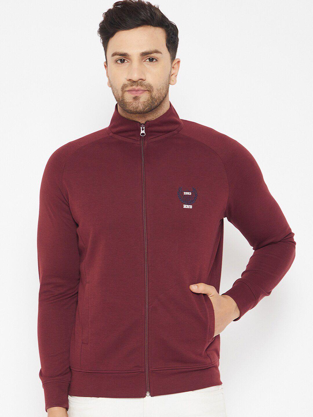 harbor-n-bay-men-maroon-solid-front-open-cotton-sweatshirt
