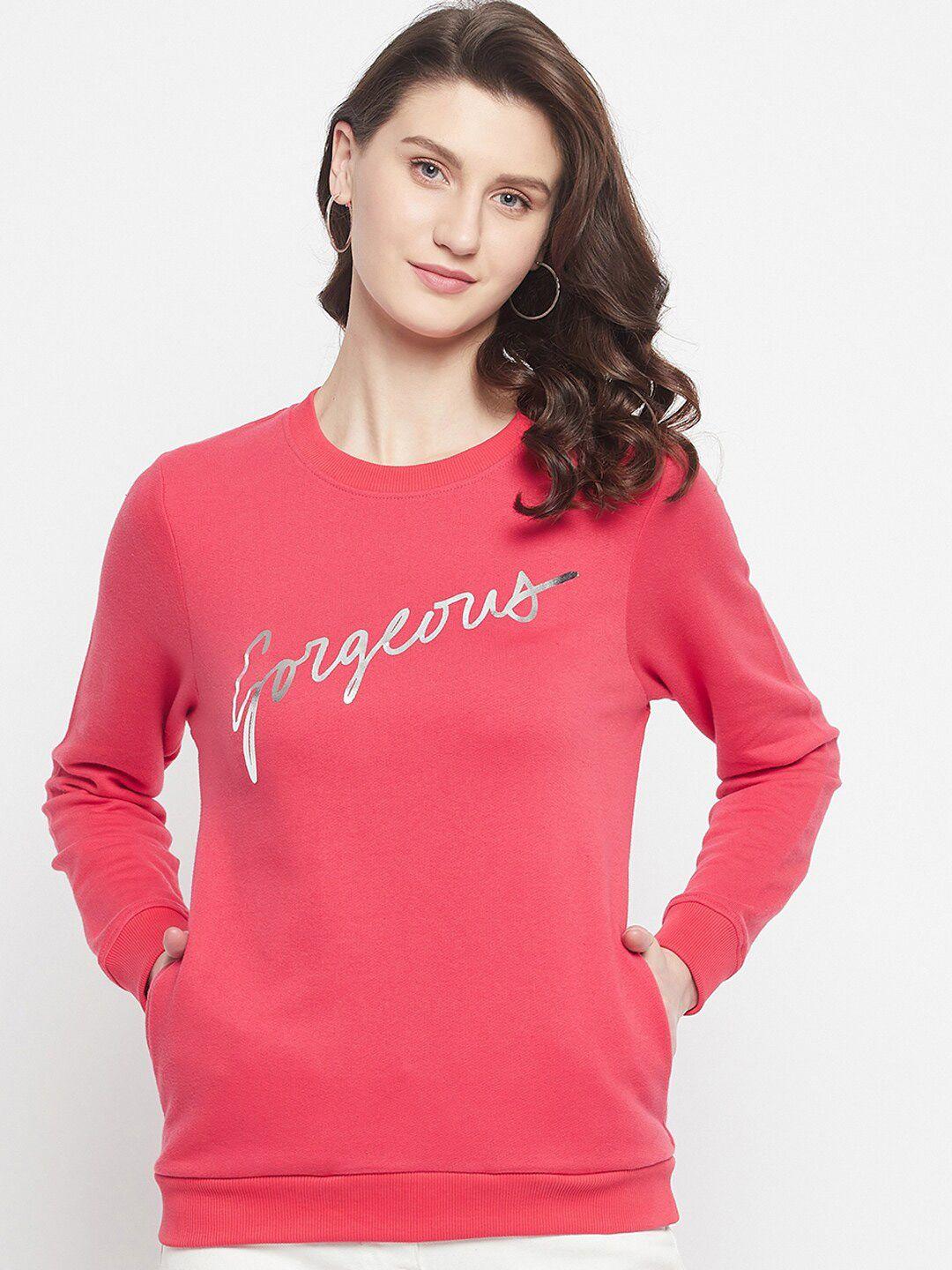 harbor-n-bay-women-coral-typography-printed-cotton-sweatshirt