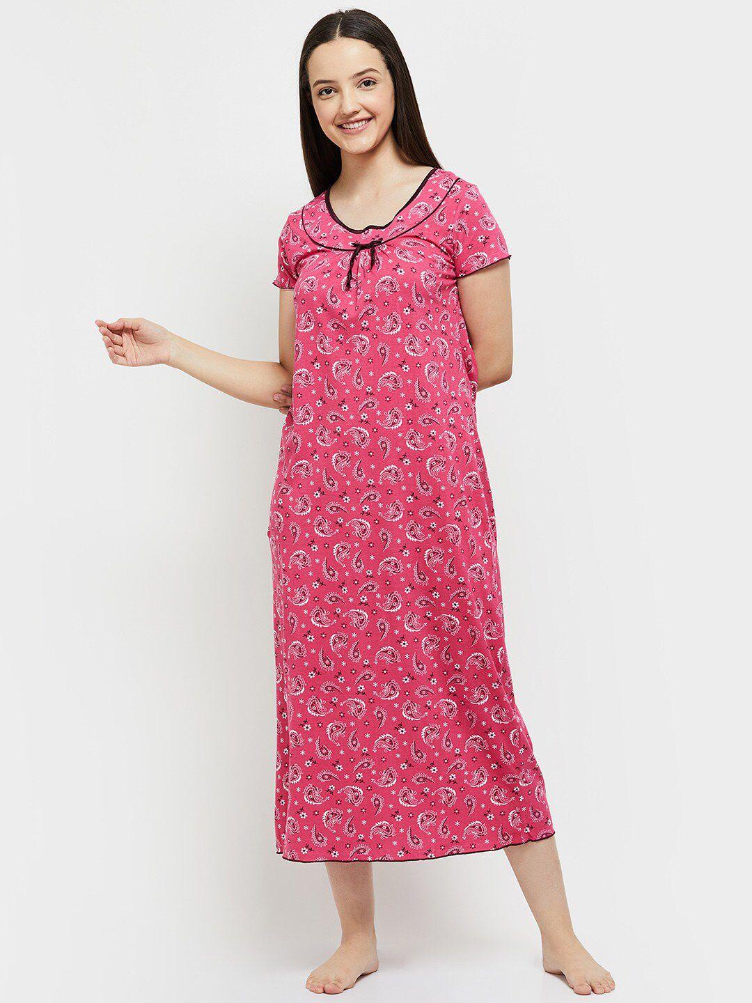 max-fuchsia-ethnic-motif-printed-pure-cotton-nightdress