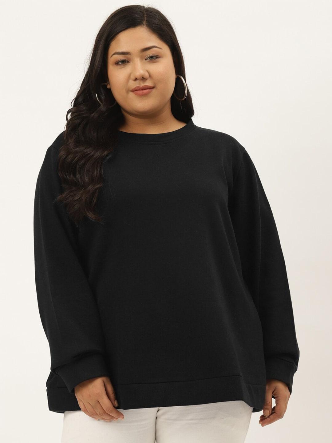theRebelinme Women Black Fleece Sweatshirt