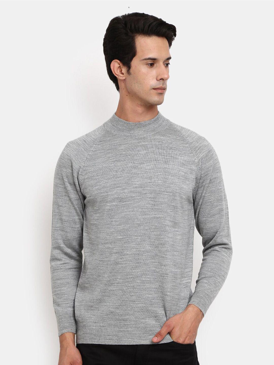v-mart-men-grey-melange-solid-sweatshirt