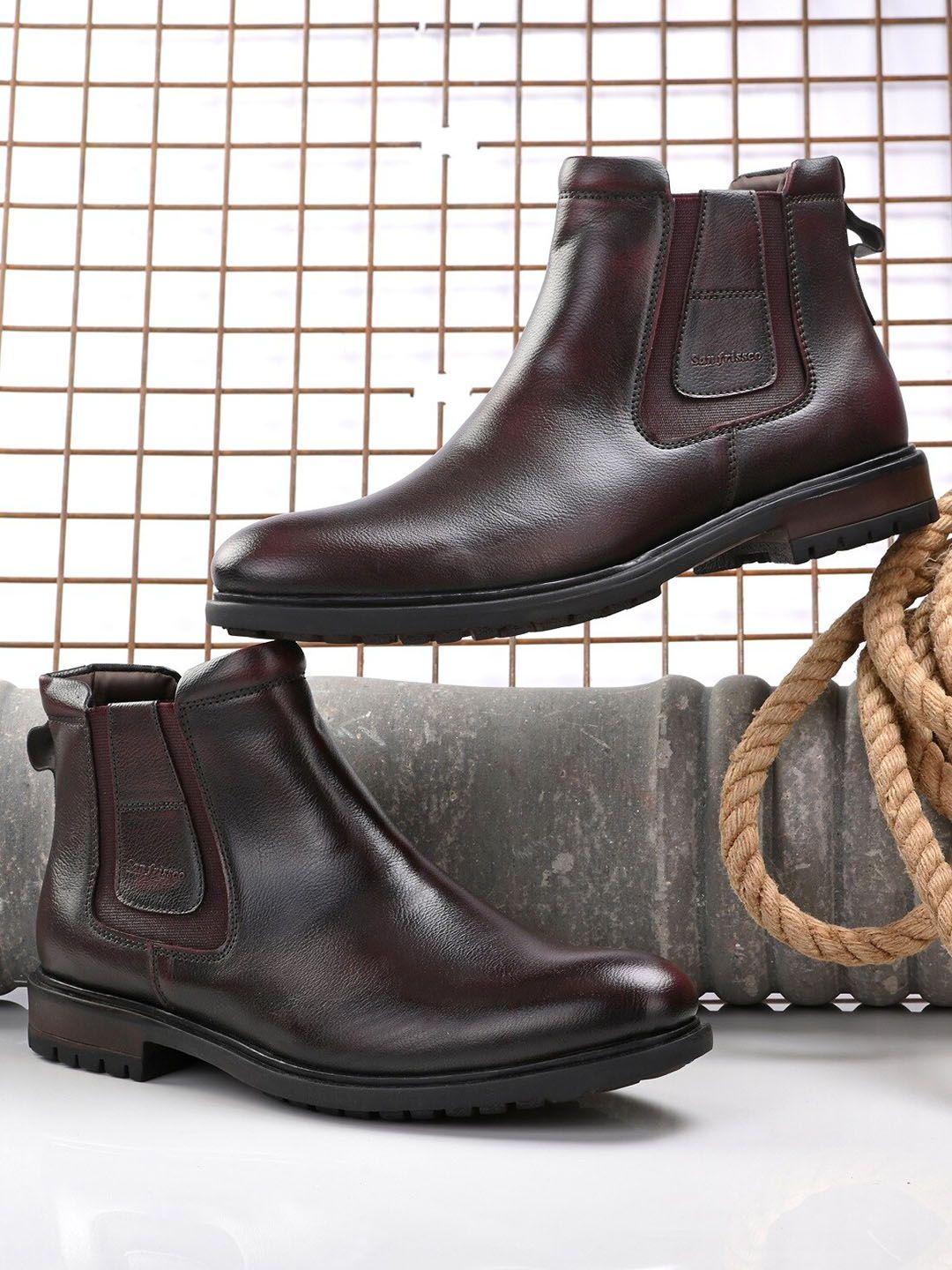 san-frissco-men-maroon-solid-chelsea-boots