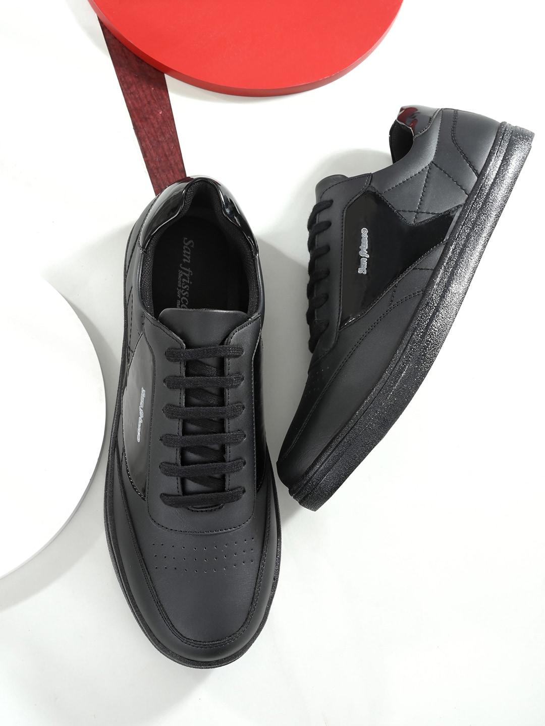 San Frissco Men Black Textured Casual Sneakers