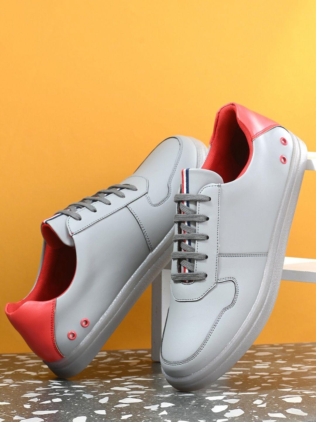 San Frissco Men Grey Soild Casual Sneakers