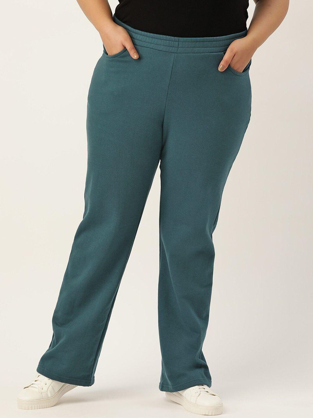 therebelinme-women-teal-relaxed-high-rise-trousers