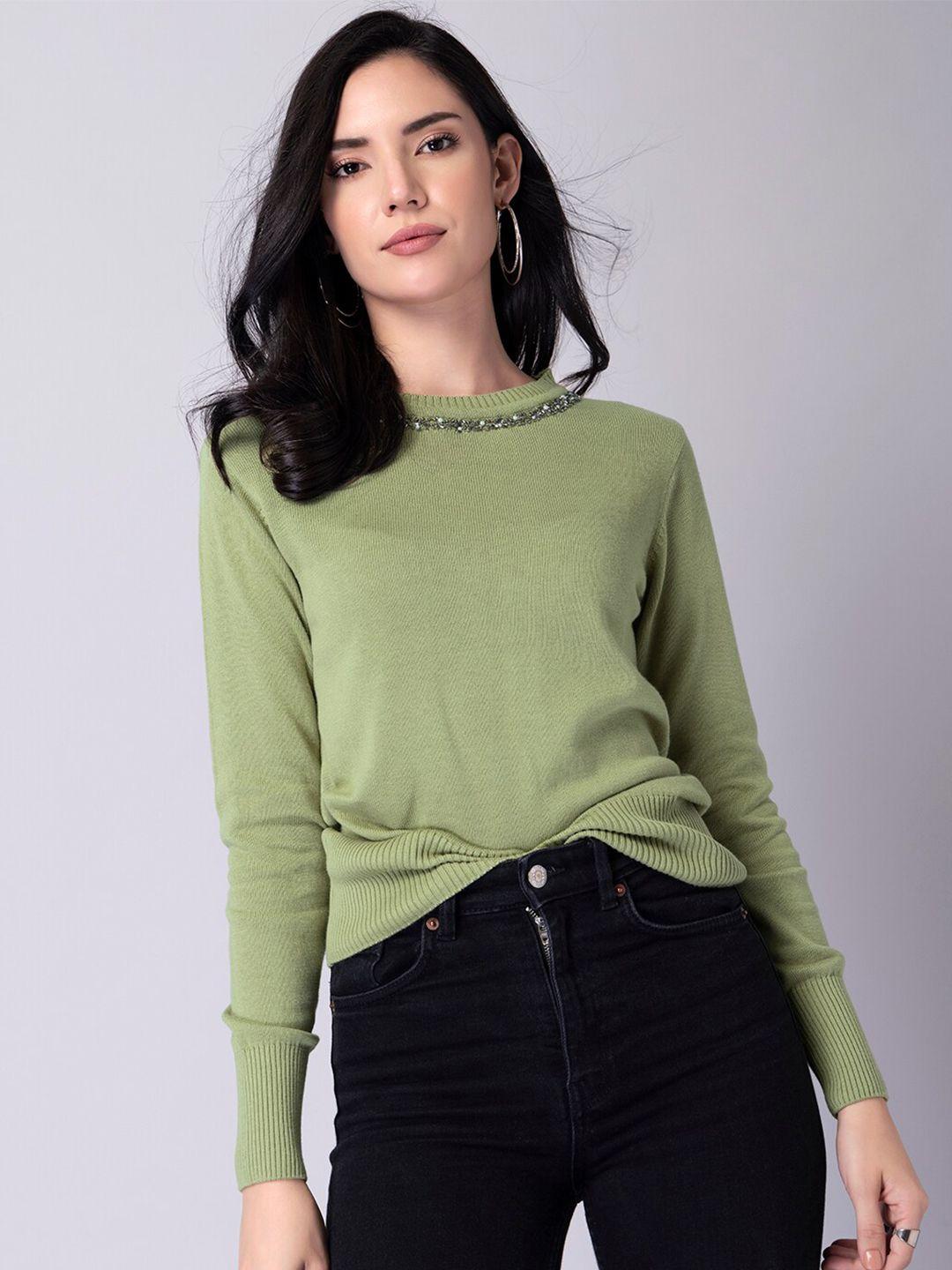 FabAlley Women Green Solid Pullover