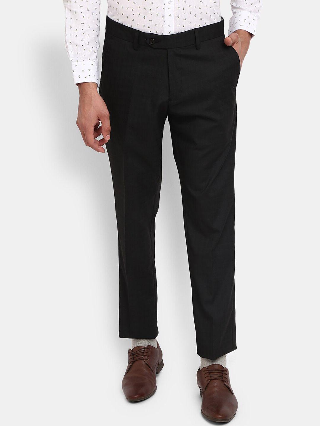 V-Mart Men Black Cotton Classic Slim Fit Trousers