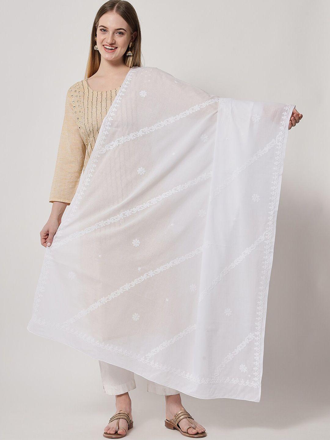 paramount-chikan-white-ethnic-motifs-embroidered-pure-cotton-dupatta-with-chikankari