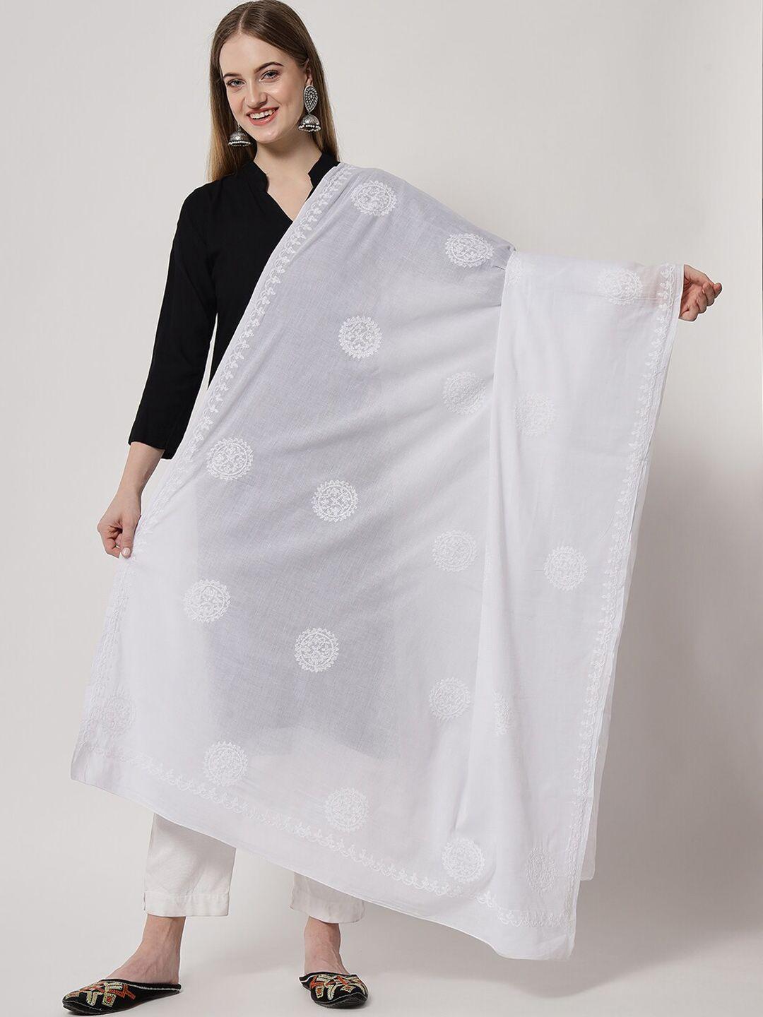 paramount-chikan-white-ethnic-motifs-embroidered-pure-cotton-dupatta-with-chikankari