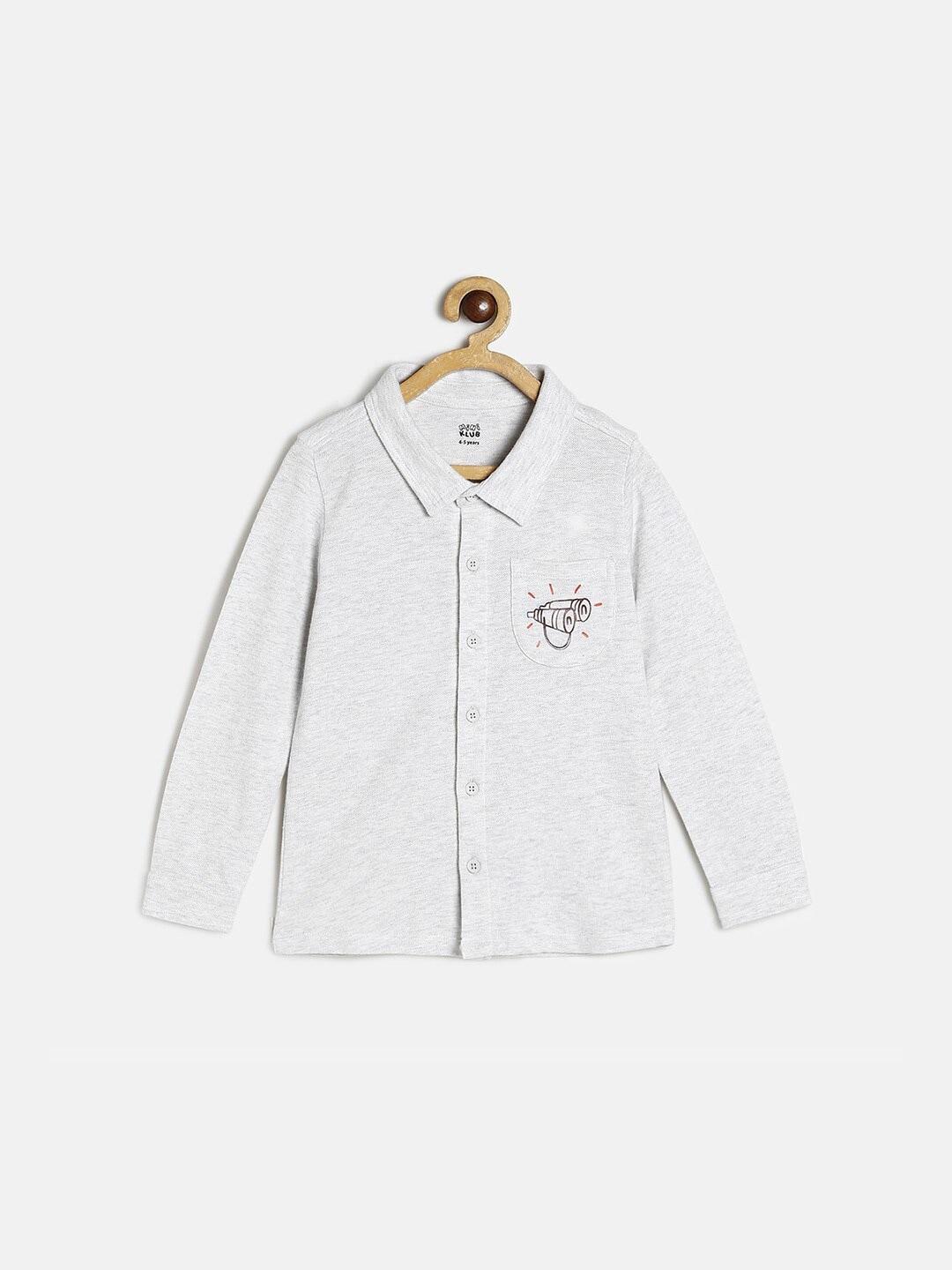 mini-klub-boys-grey-cotton-comfort-printed-casual-shirt