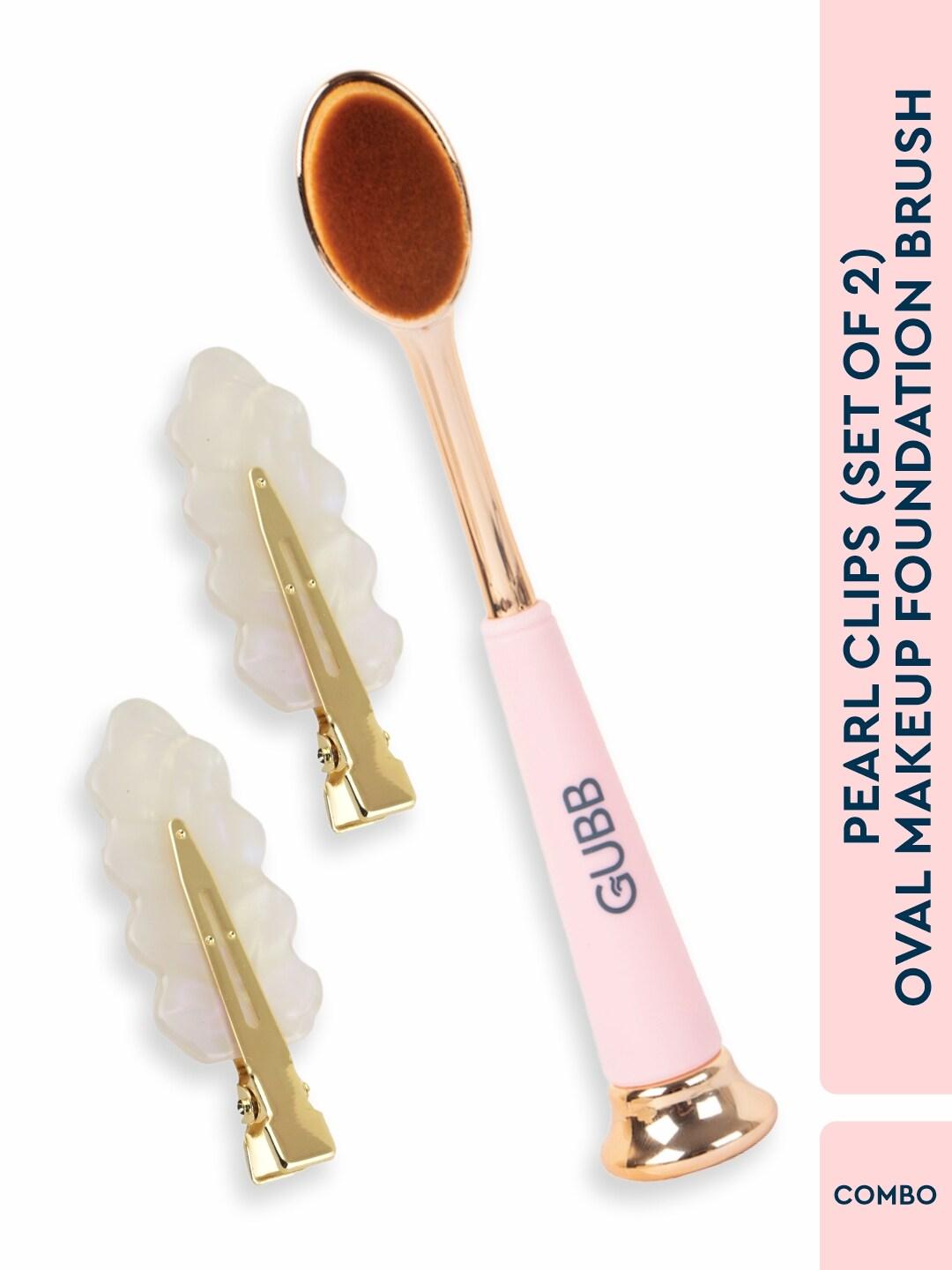 GUBB Set Of 2 Oval Makeup Foundation Brush + Gubb Pearl Clips