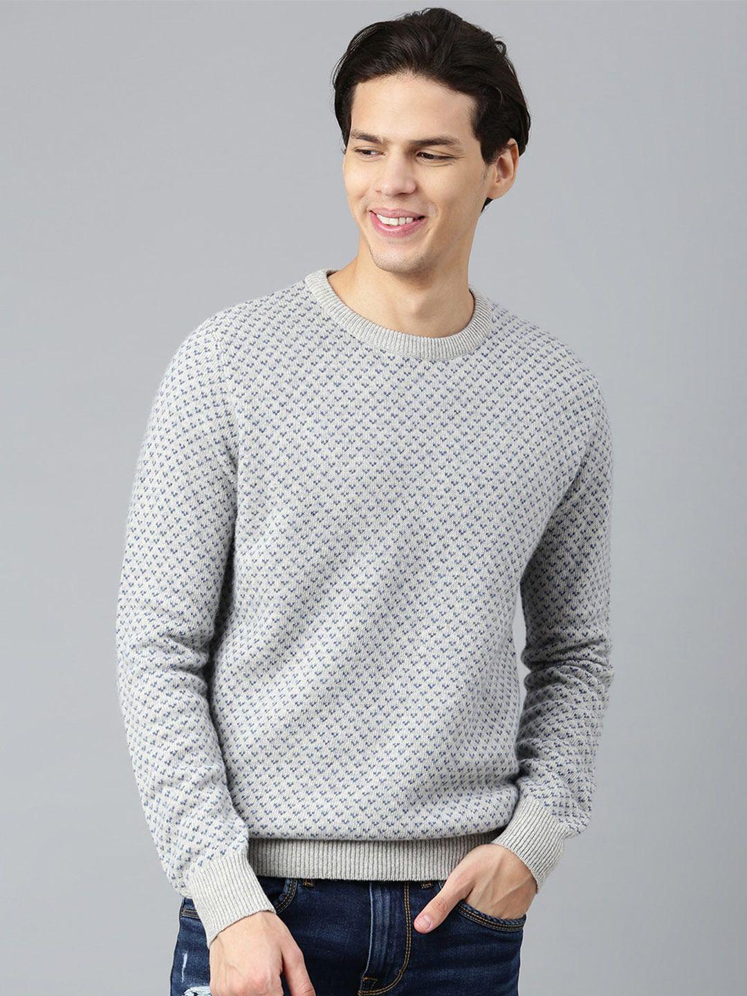woodland-men-grey-printed-pullover