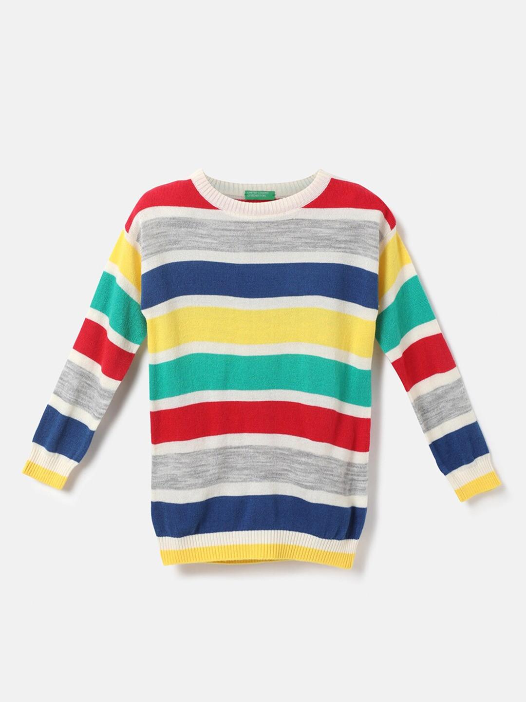 United Colors of Benetton Boys Red & Blue Striped Pullover