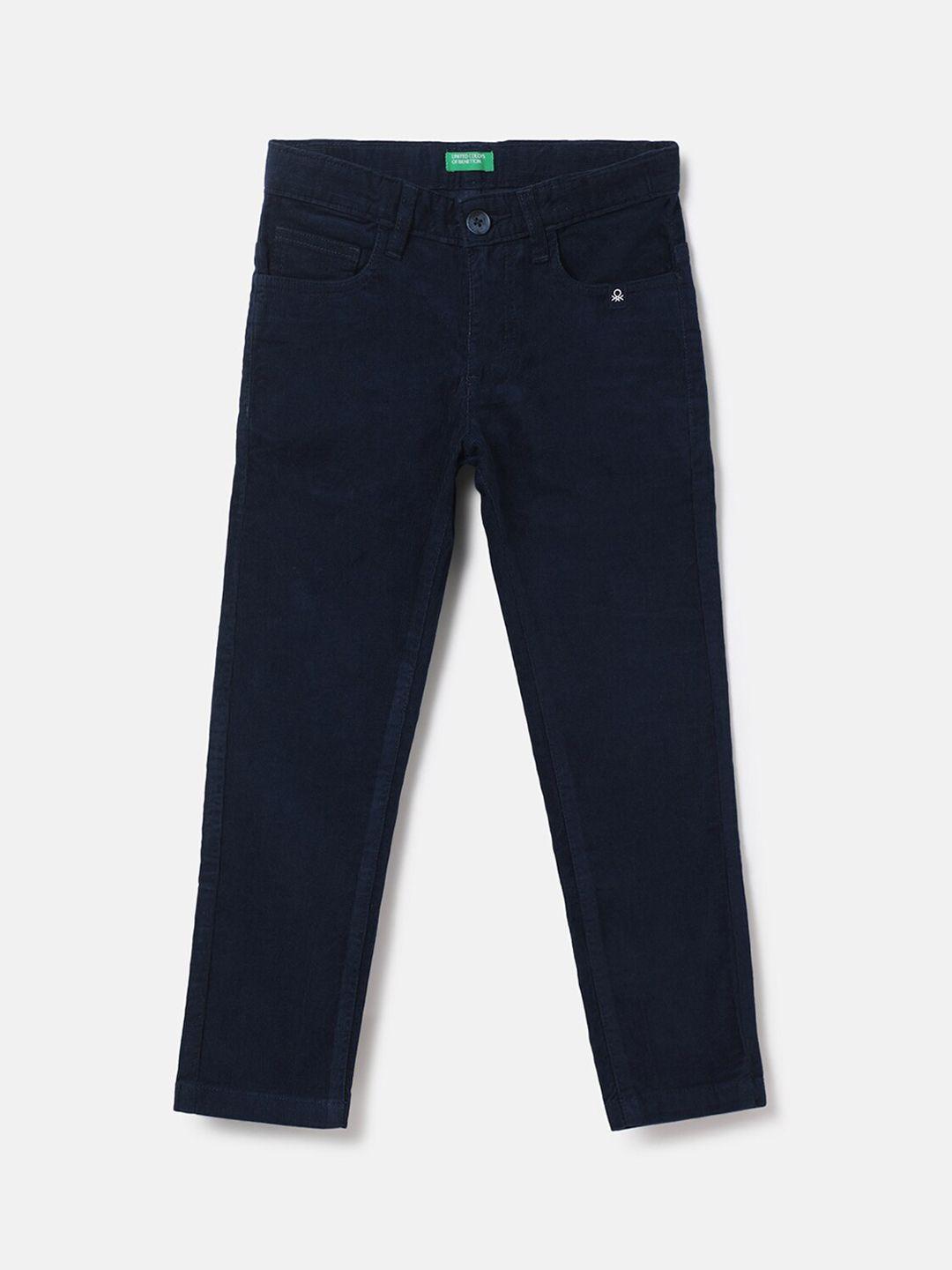 United Colors of Benetton Boys Navy Blue Cotton Slim Fit Jeans