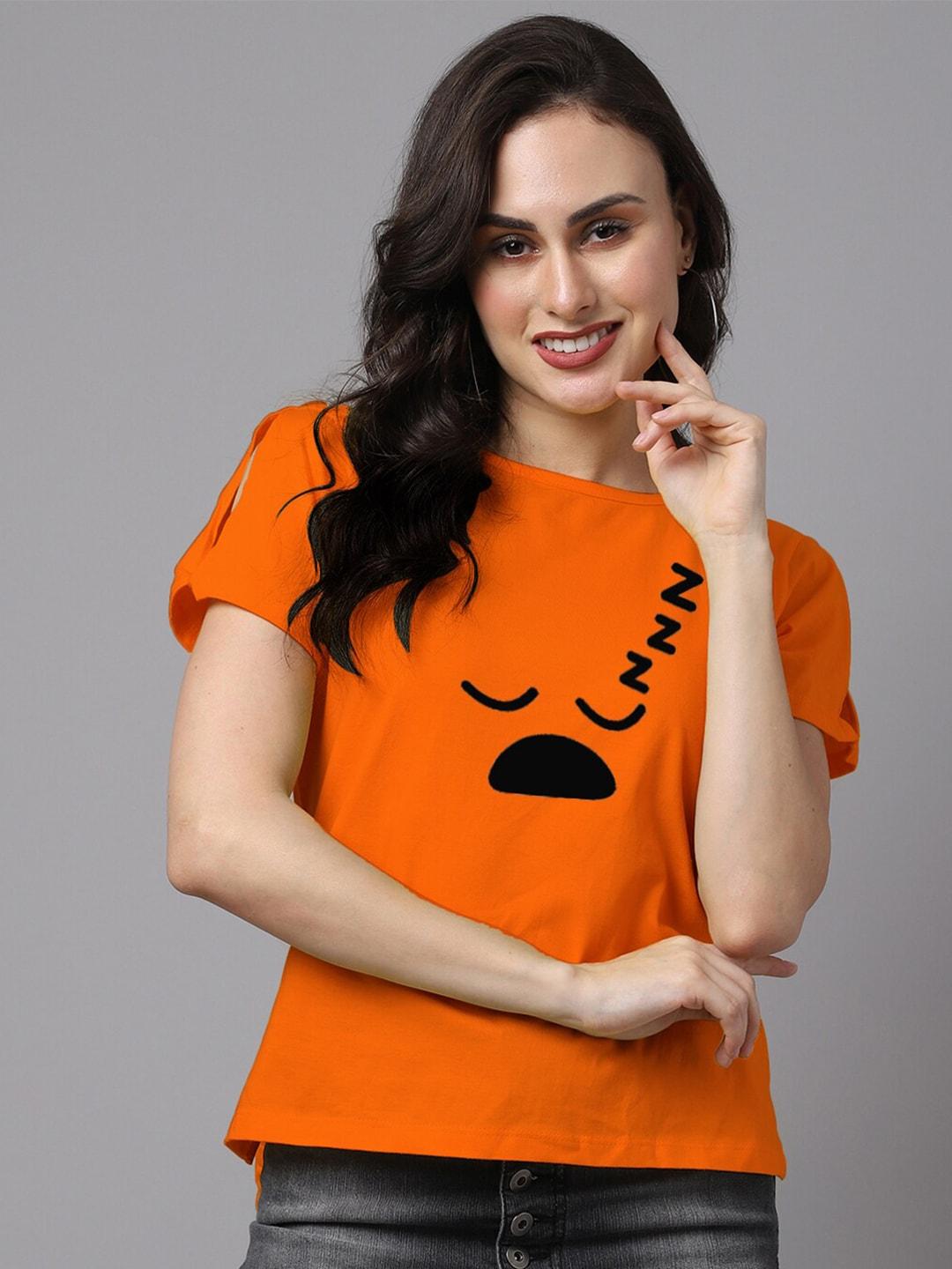 friskers-orange-slit-sleeves-pure-cotton-top