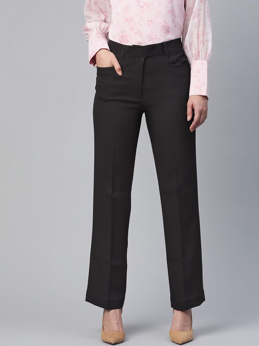 PowerSutra Women Black Straight Fit Trousers