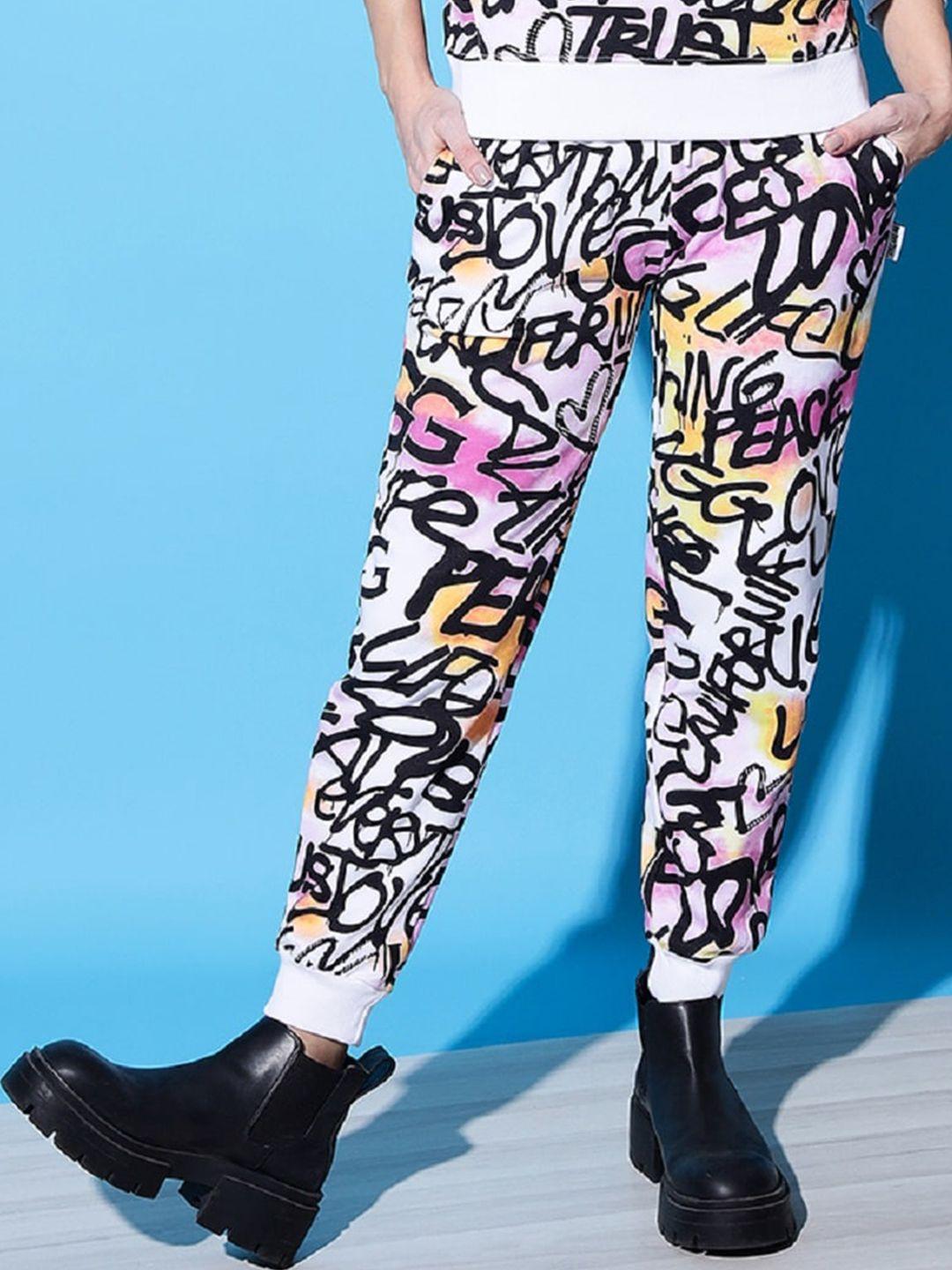 The Dry State Women White Printed Cotton Jogger