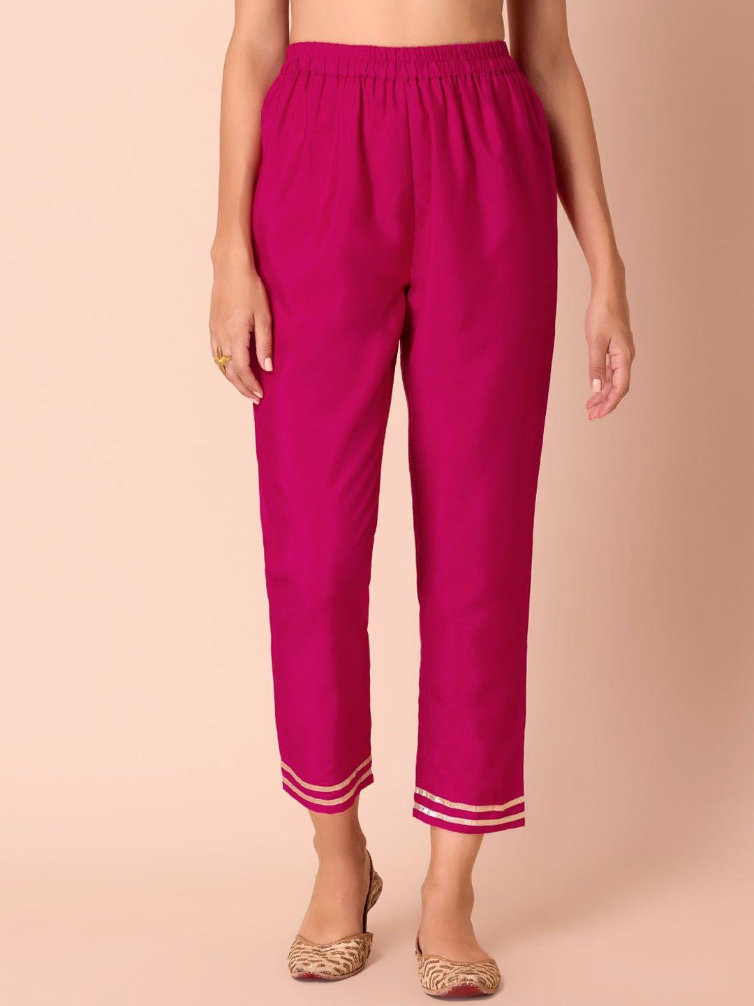 indya-women-pink-art-silk-fitted-trousers