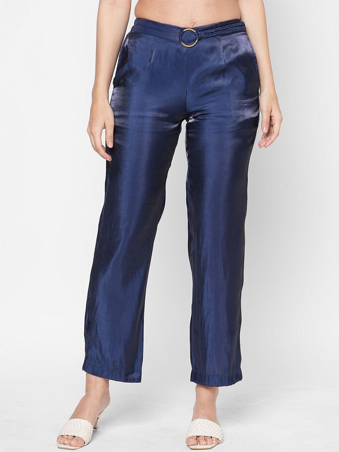 mish-women-navy-blue-smart-straight-fit-trouser