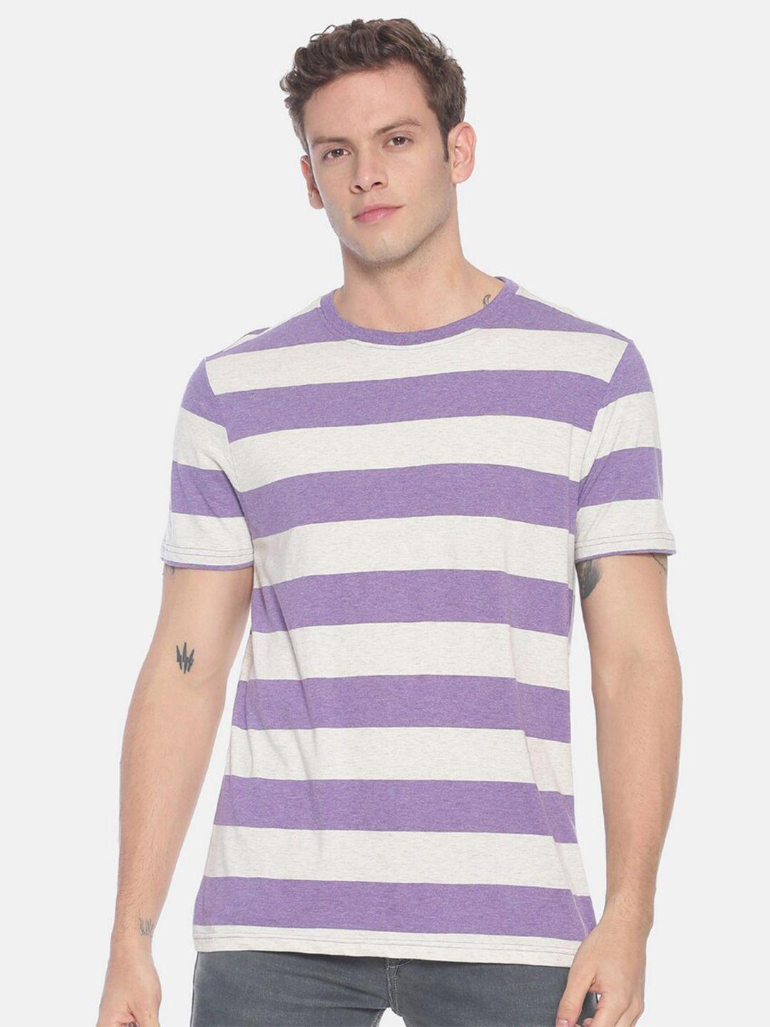 Steenbok Men Purple Striped Cotton T-shirt