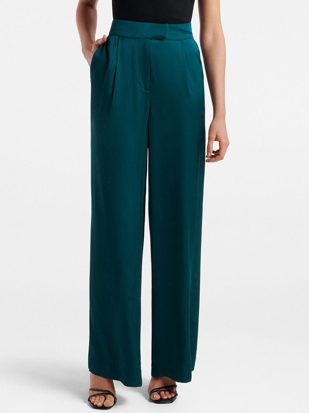 forever-new-women-teal-high-rise-pleated-trousers