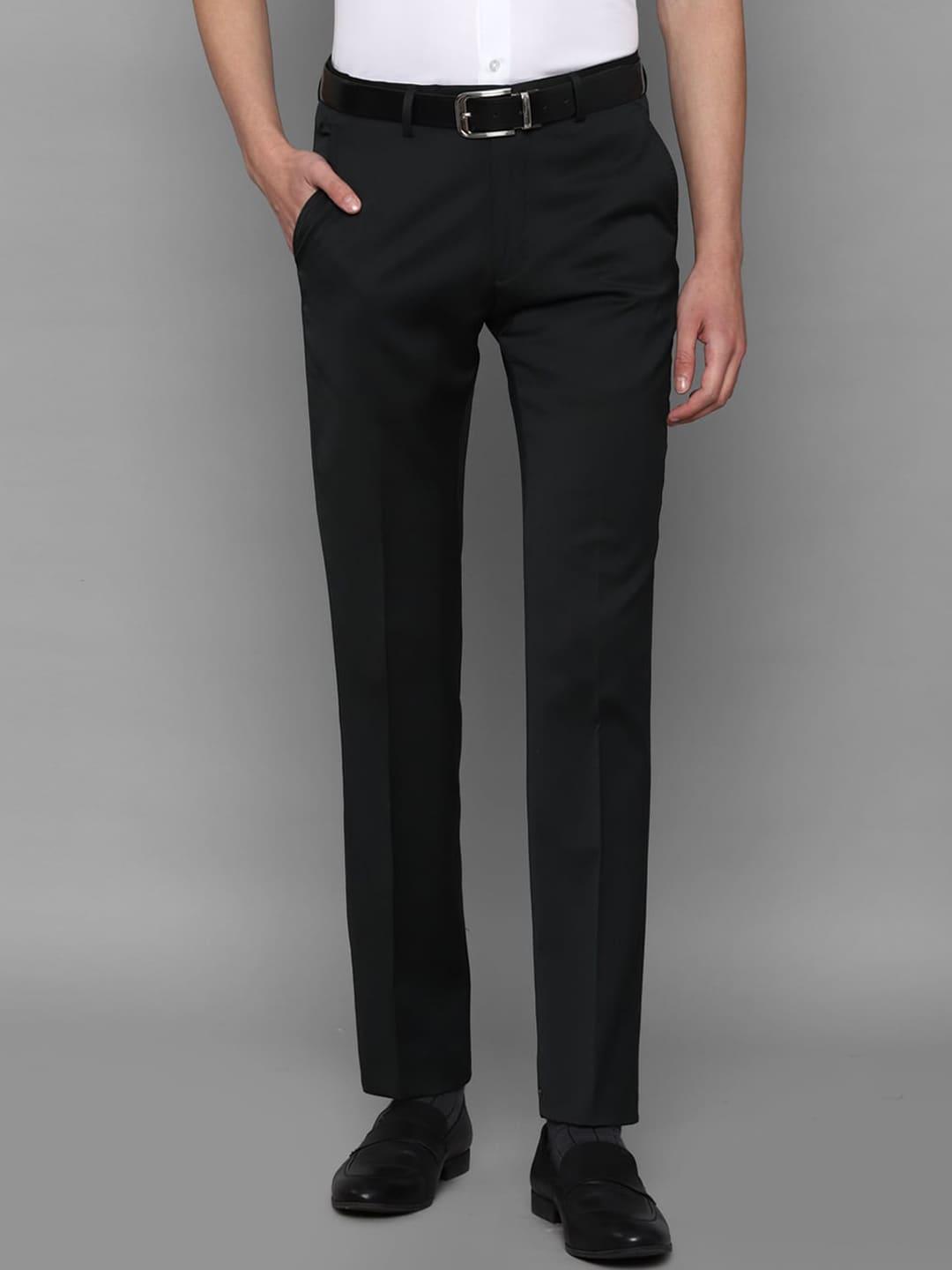 Louis Philippe Men Black Regular Fit Solid Trousers