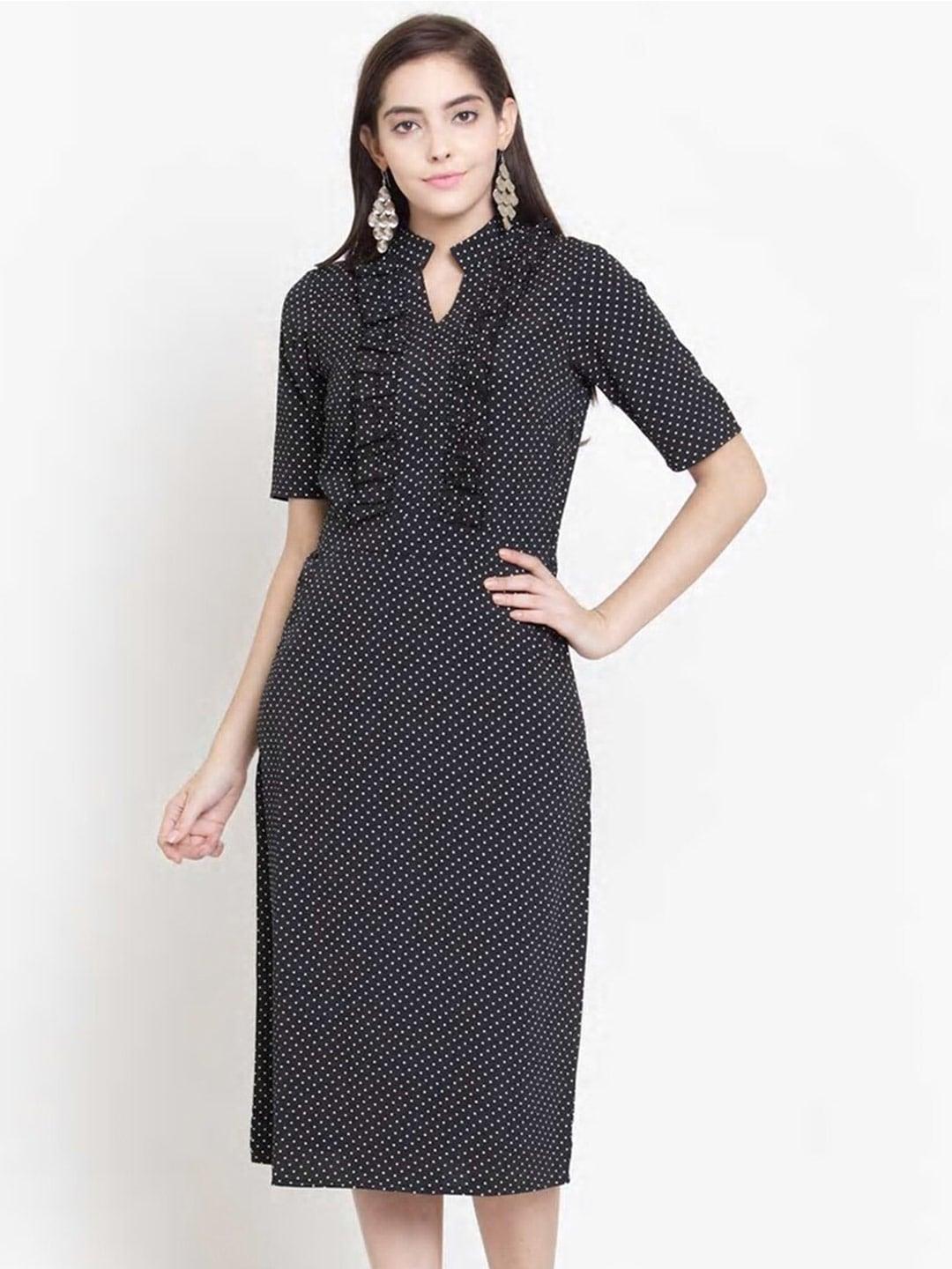Magnetic Designs Women Black Crepe Sheath Midi Dress