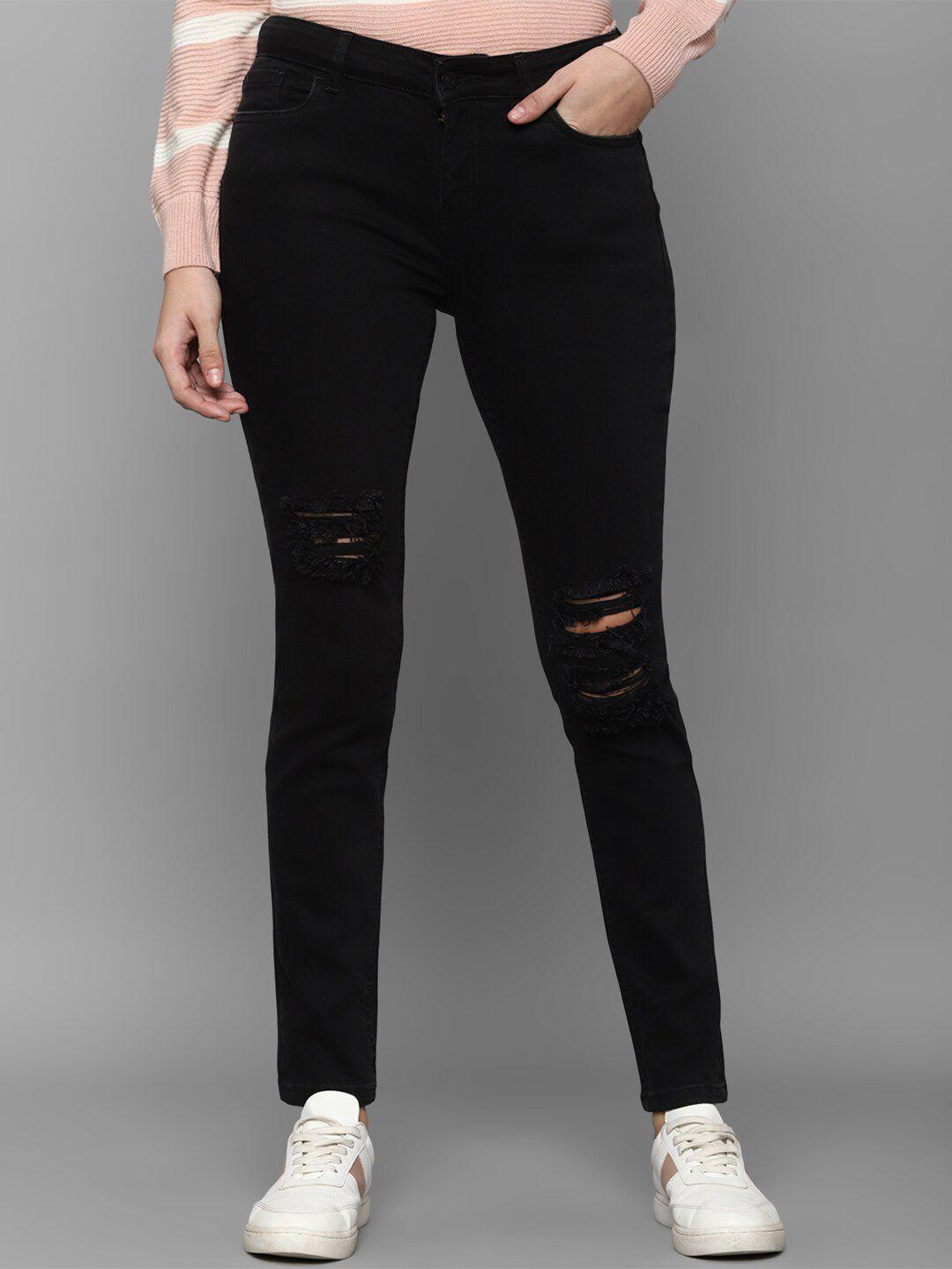 allen-solly-woman-women-black-slim-fit-ripped-cotton-jeans