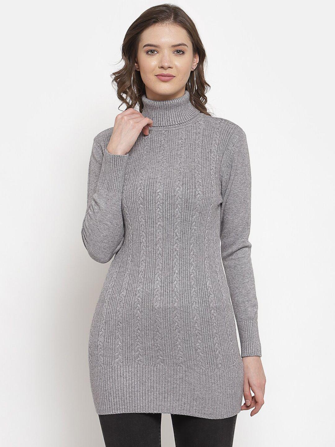 mafadeny-women-grey-cable-knit-longline-pullover-sweater