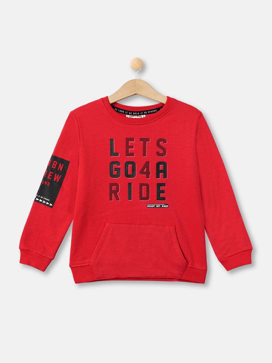 R&B Boys Red Printed Sweatshirt