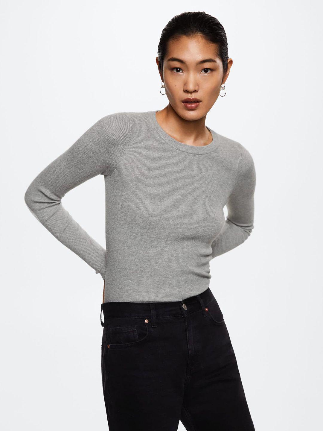 mango-women-grey-ribbed-sustainable-pullover