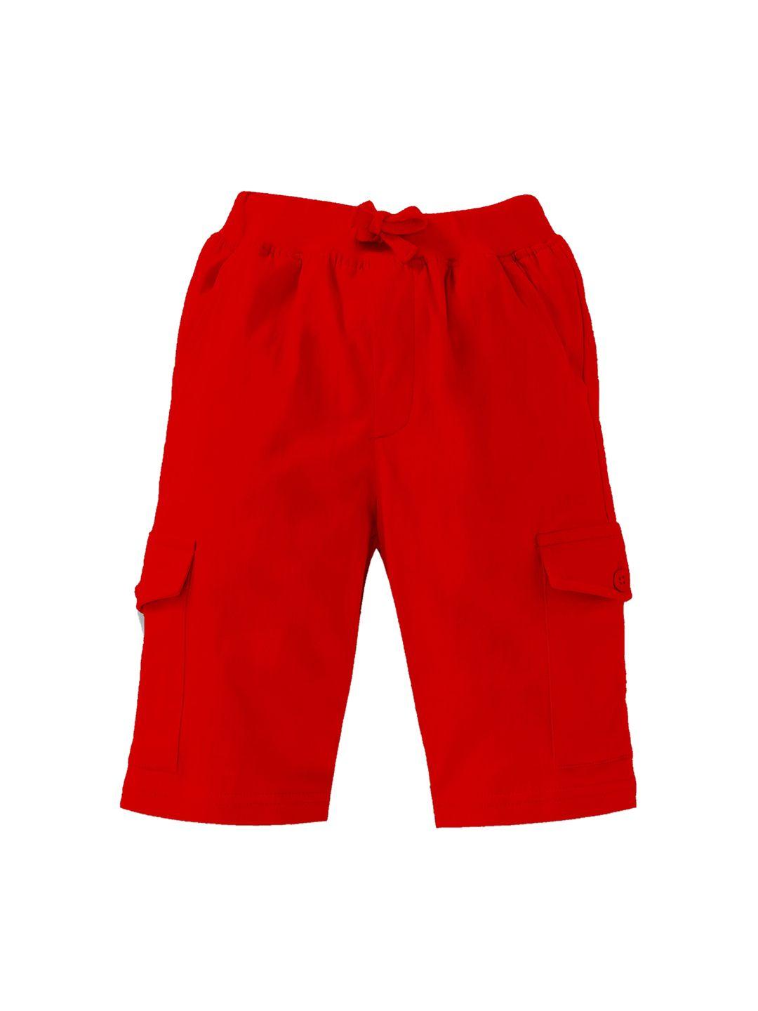 KiddoPanti Boys Red Cotton Shorts