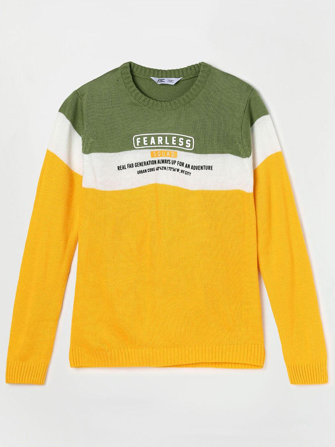 Fame Forever by Lifestyle Boys Yellow & Green Colourblocked Pullover