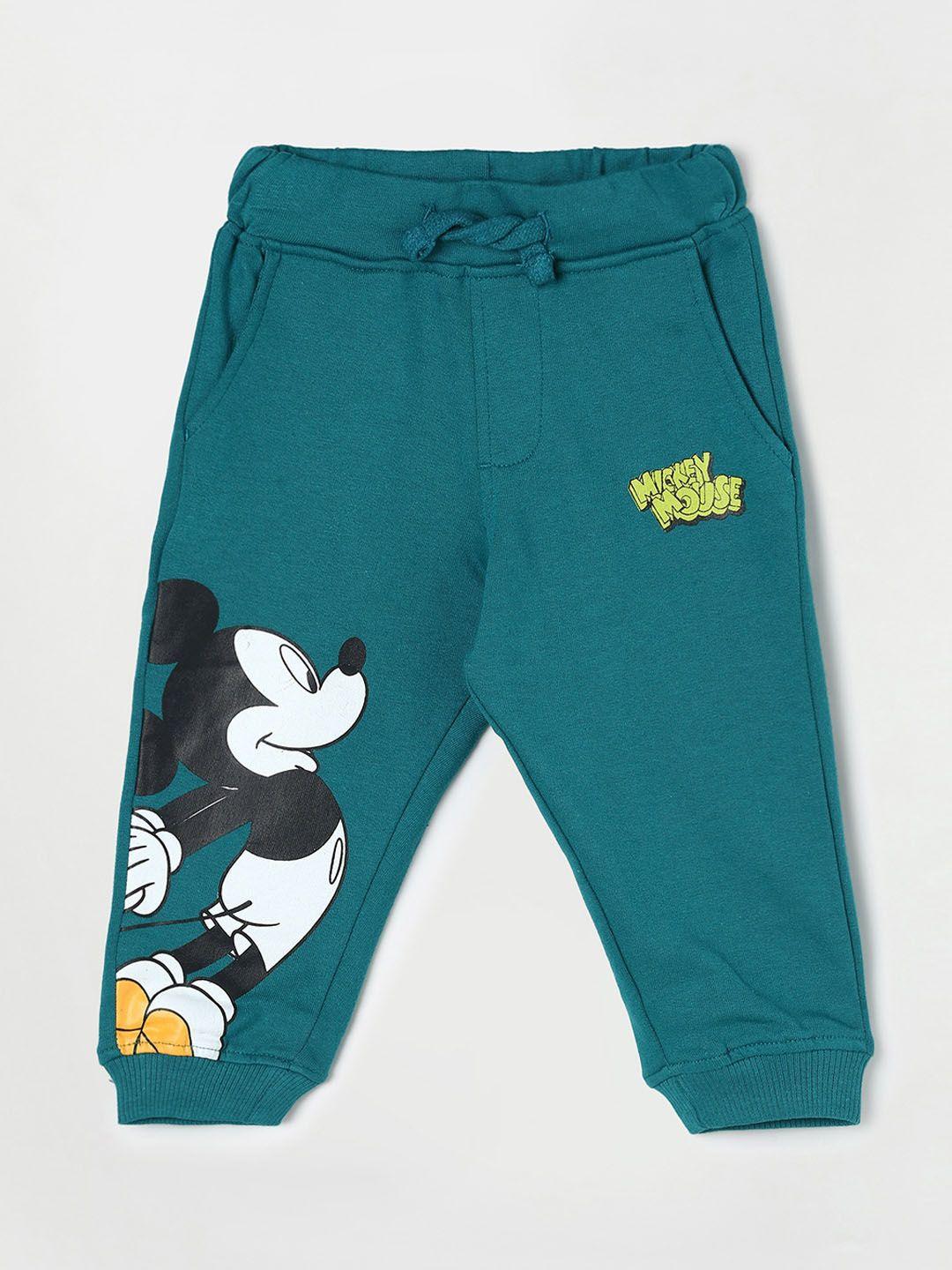 Juniors by Lifestyle Boys Teal Blue Mickey Mouse Printed Cotton Joggers