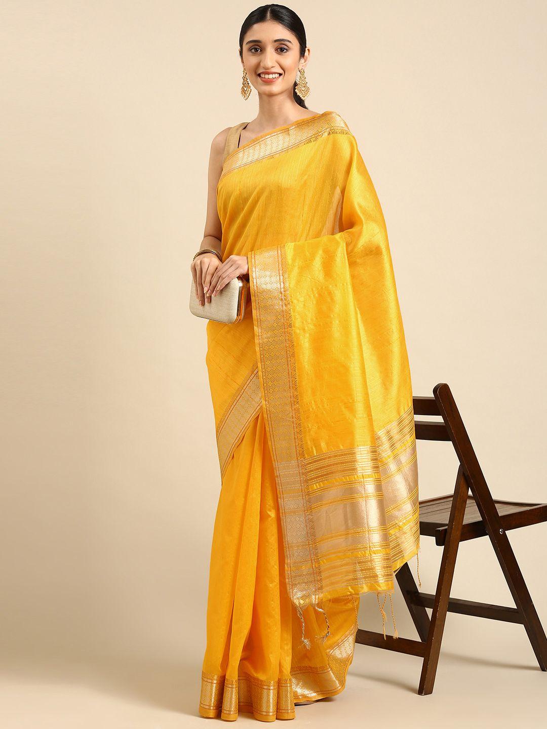 vishnu-weaves-yellow-zari-silk-blend-tussar-saree