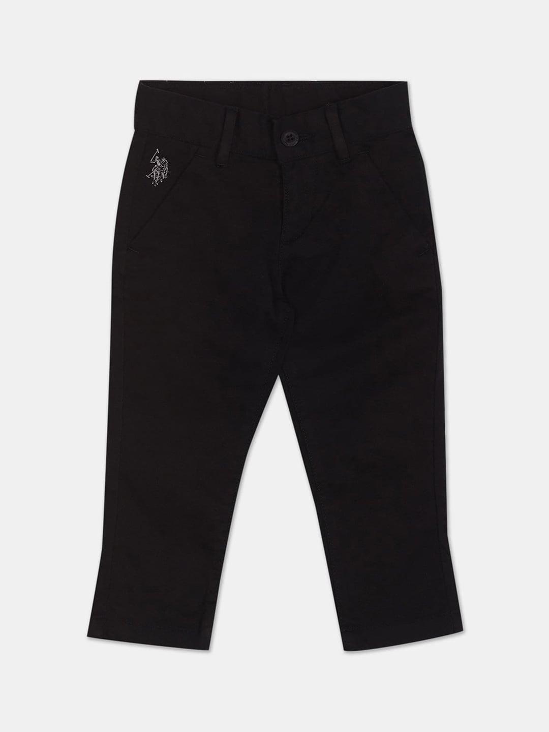 U.S. Polo Assn. Kids Boys Black Solid Trousers