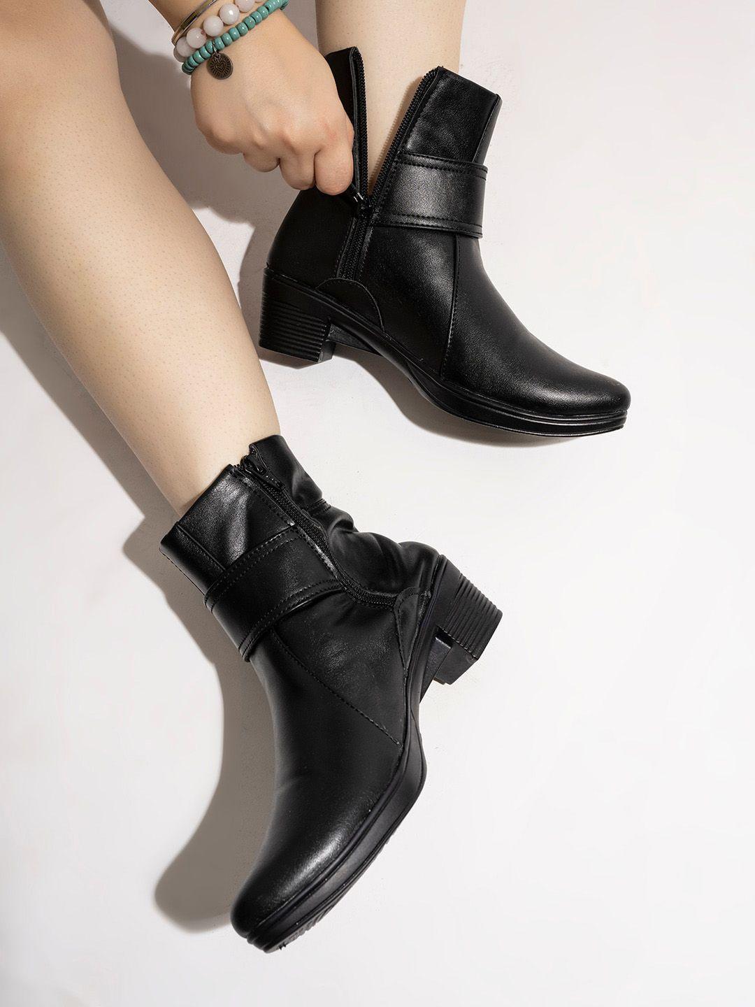 Shoetopia Girls Black Solid Regular Boots