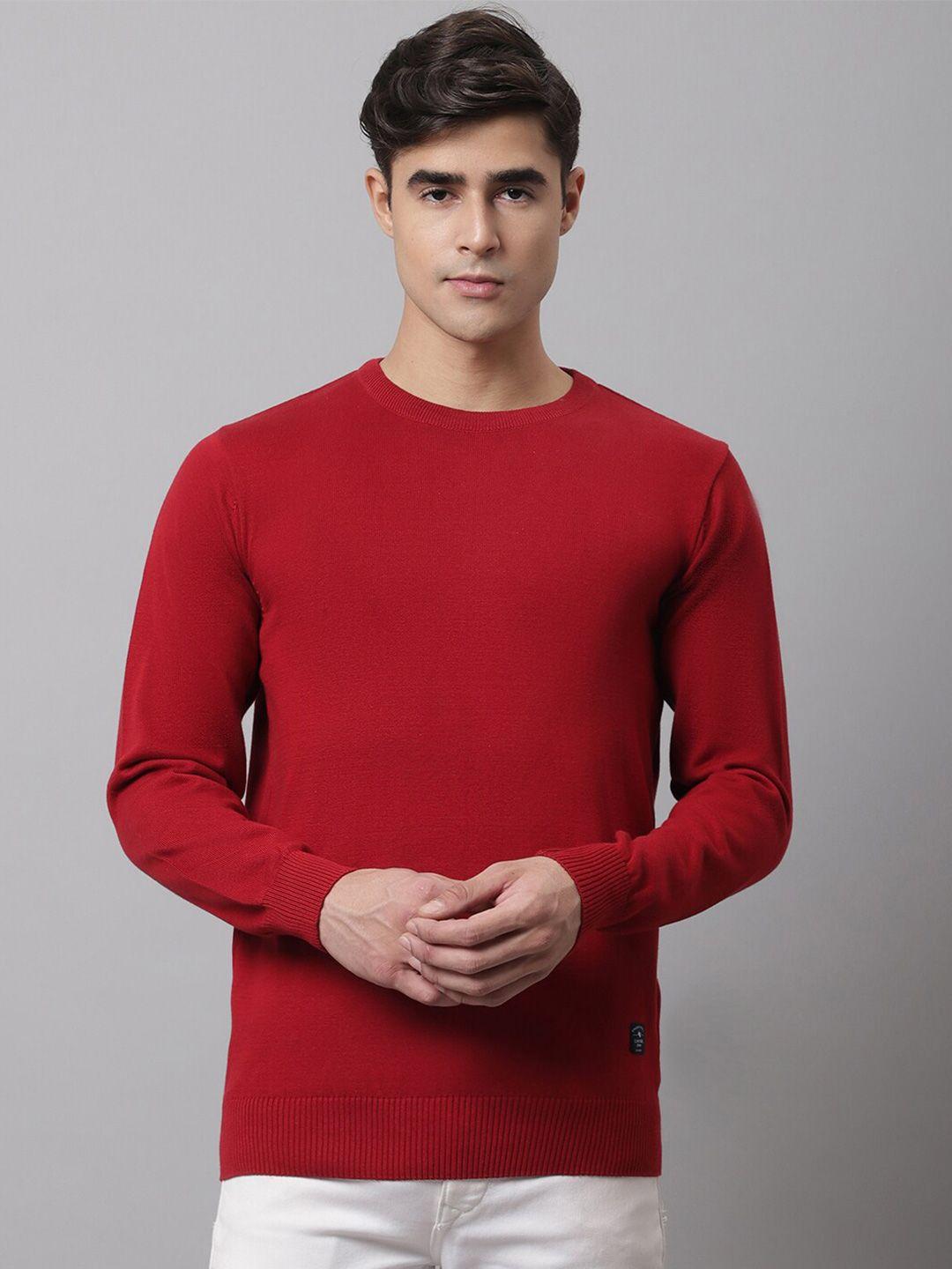cantabil-men-maroon-solid-round-neck-pullover