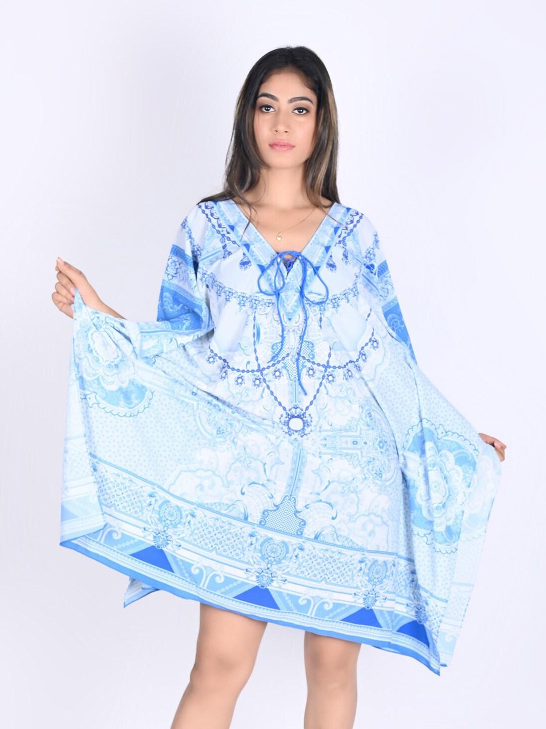 Rajoria Instyle Blue Georgette Ethnic Kaftan Dress