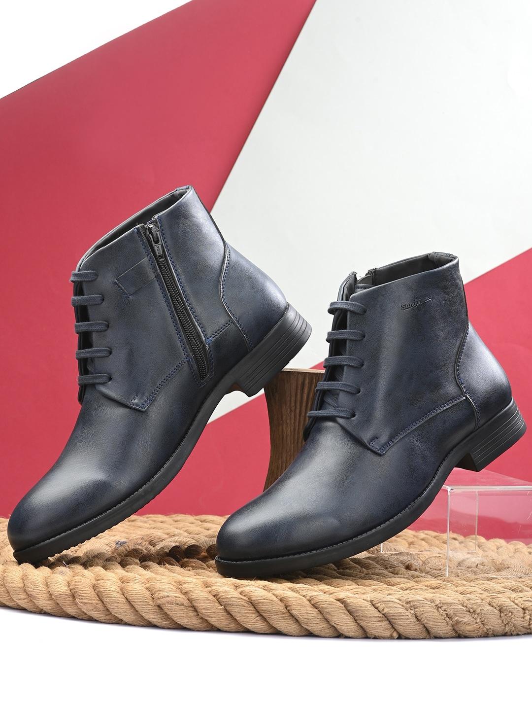 san-frissco-men-blue-solid-faux-leather-zip-casual-chelsea-boots
