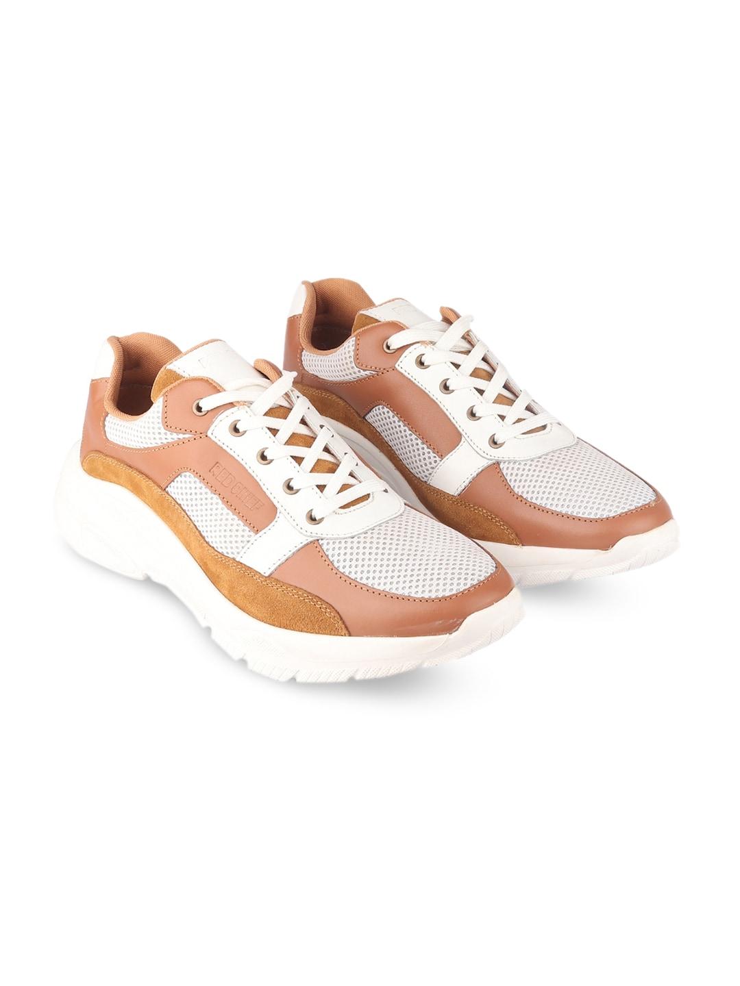 Red Chief Men Tan Colourblocked Leather Sneakers