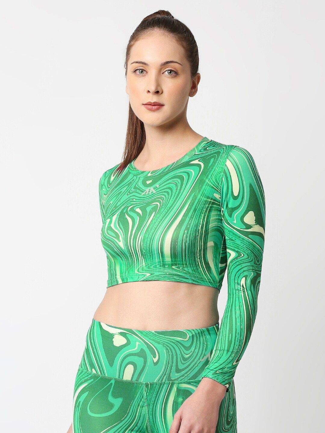aesthetic-nation-women-green-print-crop-top