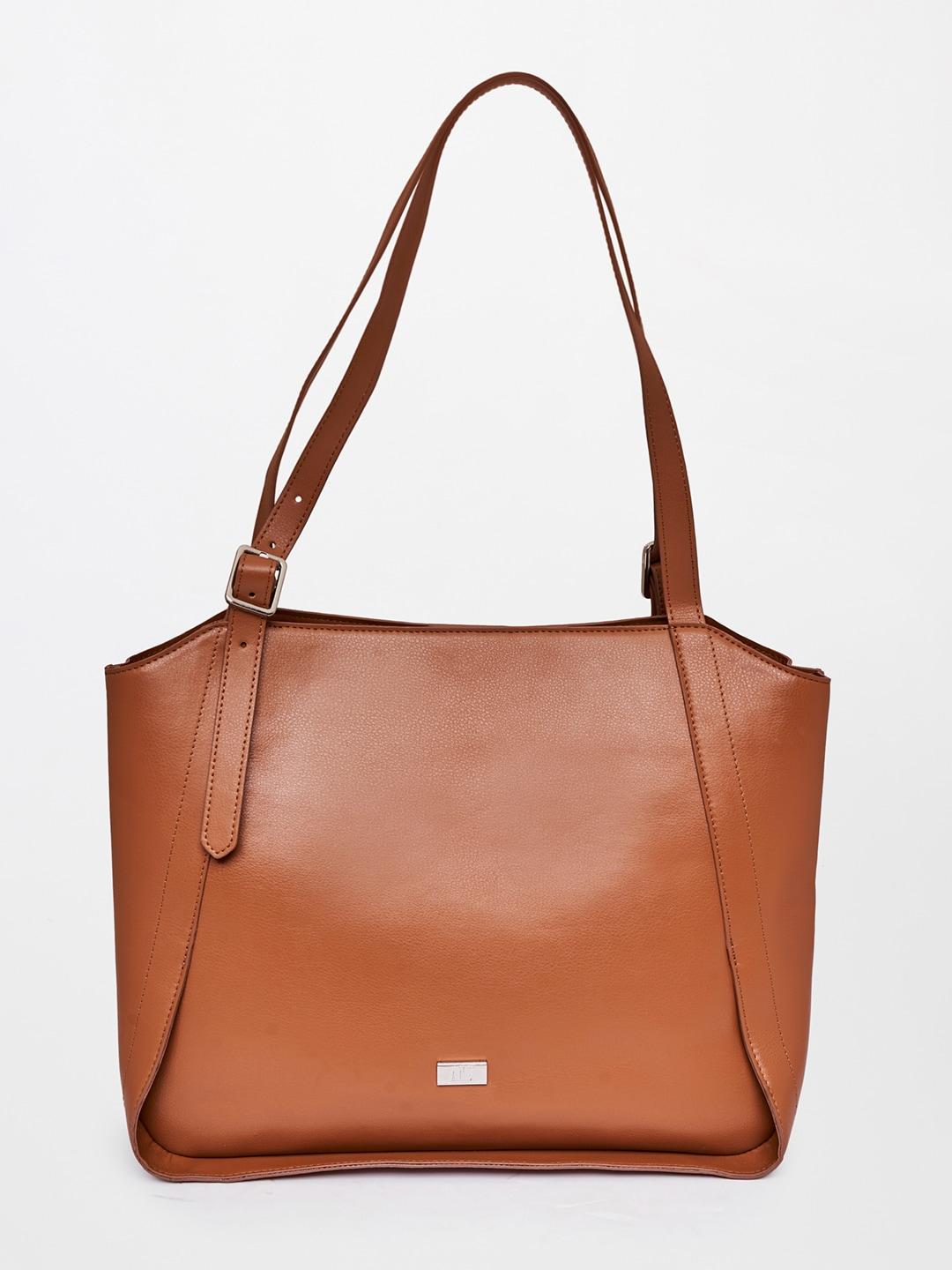 AND Women Tan PU Oversized Swagger Shoulder Bag
