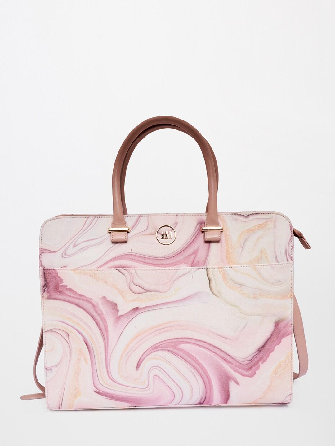 AND Women Pink Printed Structured Handheld Bag